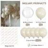 Sand white bow balloon set with beige ribbon bow decoration for birthdays, weddings, showers, holidays, parties, balloons