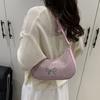 Solid Color Bowknot Shoulder Bag Shiny Women Handbag Simple Underarm Tote Bag  Lady