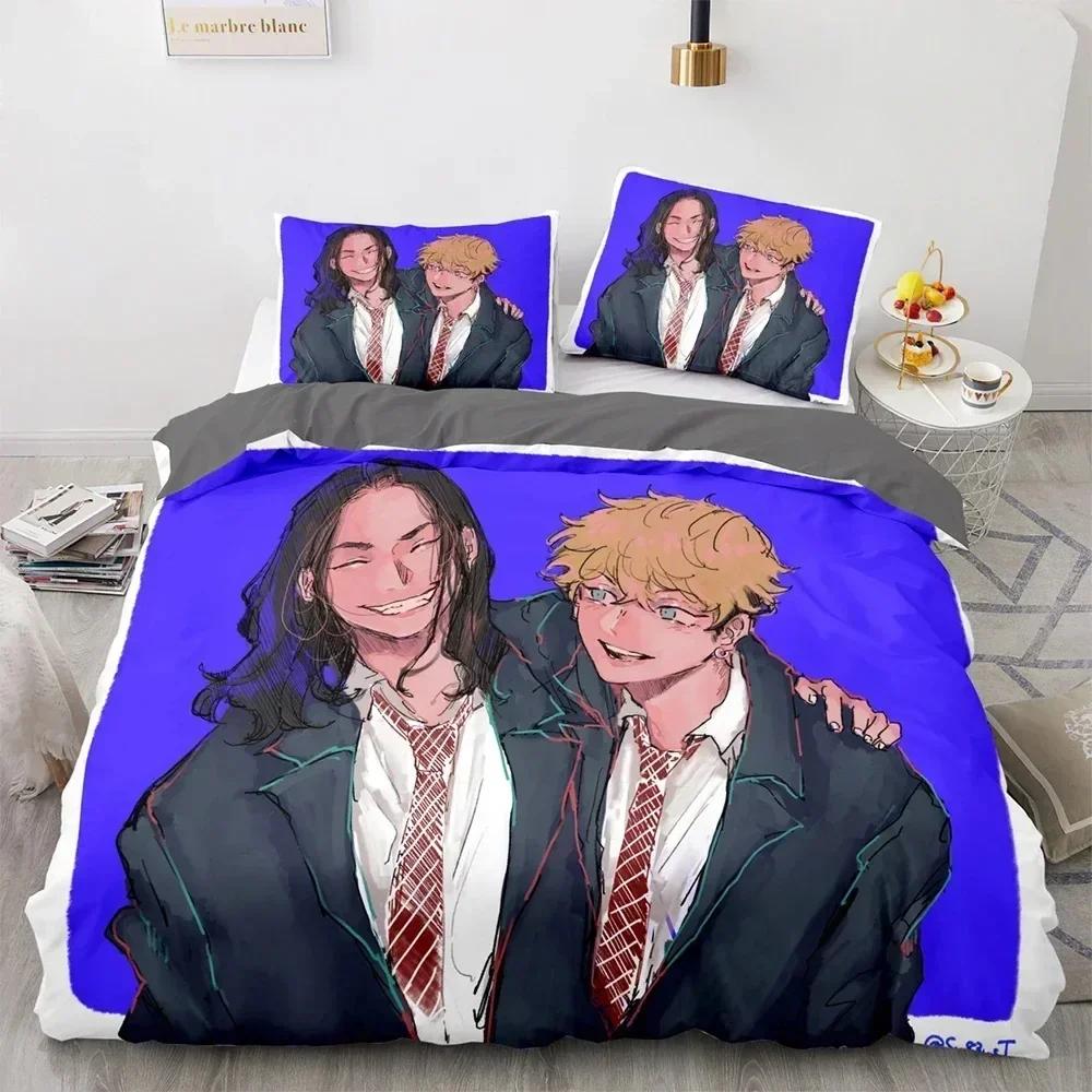 

3D Tokyo Avengers Bedding Set Anime Manjiro Sano Duvet Cover Double Twin Full Queen King For Adult Kids Bedclothes Quilt size 135x200cm