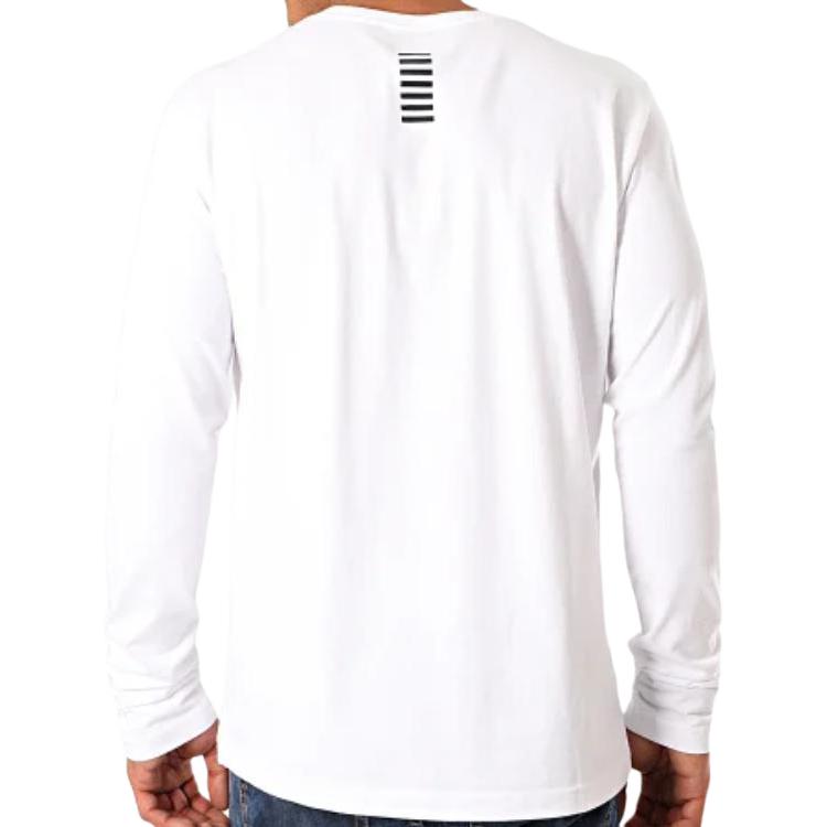 Emporio Armani Ea7 Series Solid Color Letter Print Crew Neck Long Sleeve T-Shirt Men Tops White 6GPT40-PJ2AZ-1100