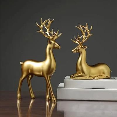 Creative Deer Desktop Ornament Modern Cute Reindeer Sculpture Durable Sitting/Standing Position Christmas Deer Statue