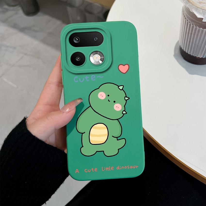 For Oppo Realme 16 14 15 Pro Plus C85 OPPO Reno 15 Pro 15F A6X Phone Case Lovely Dinosaur Camera Coverage Lightweight Soft Liquid Silicone Back Covers