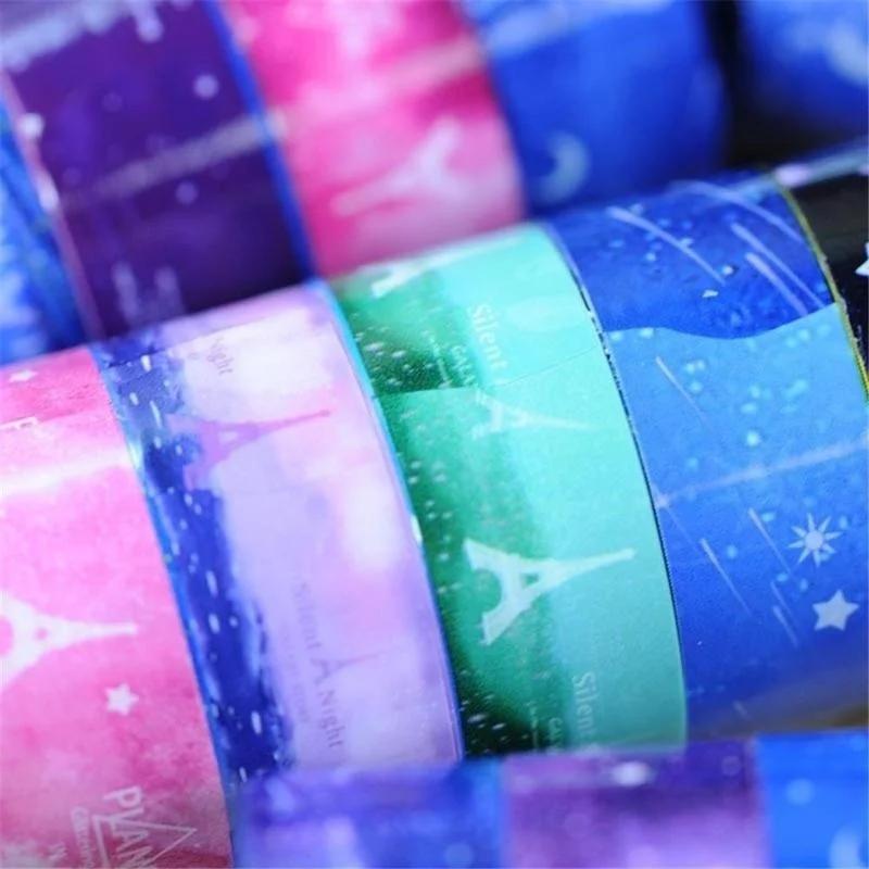 5/10 PCS DIY Decor Starry Sky Washi Pvc Roll Sticker Masking Tape Adhesive Decorative DIY Decor Scrapbooking Sticker