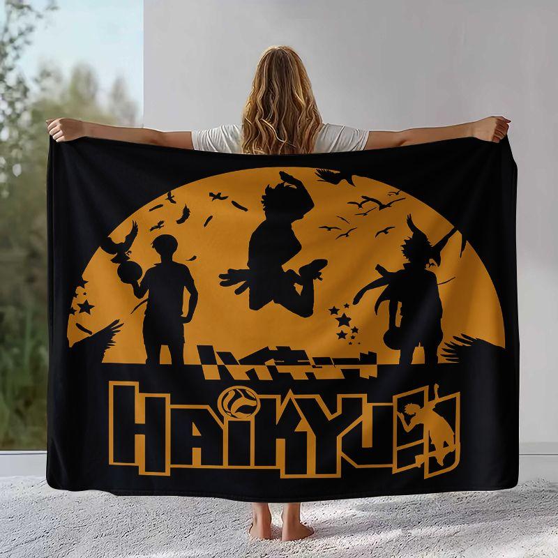 Manta de Flanela Cartoon Haikyuu Hinata Shoyo Anime de Vôlei, Manta de Pelúcia Ultra Macia para Casa Quarto Cama Sofá Acampamento Piquenique