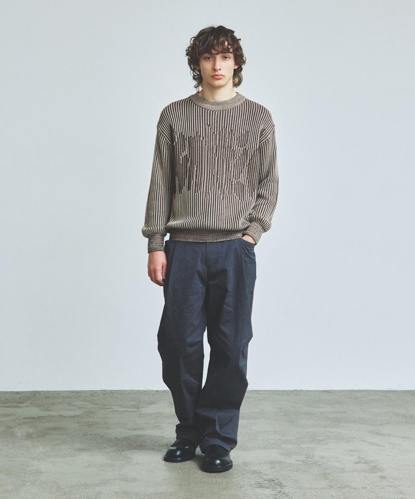 KNITTED Two-Tone Ribbed Logo Knit Brown