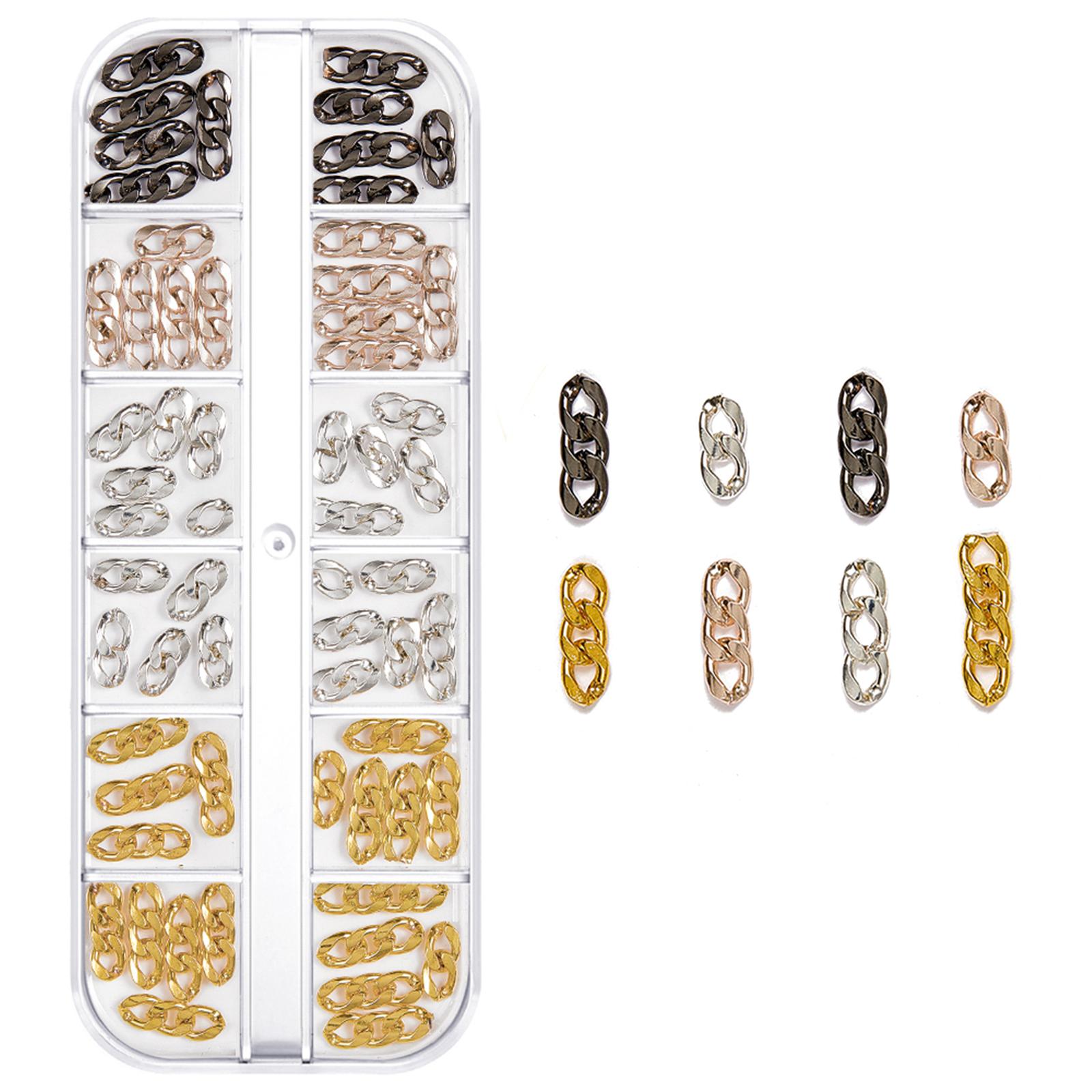 

12 сеток для дизайна ногтей, золотые, серебряные, черные цветные украшения-цепочки, 3D-подвески, украшения для ногтей, ползунки с бриллиантами и бисером, ювелирные аксессуары для маникюра