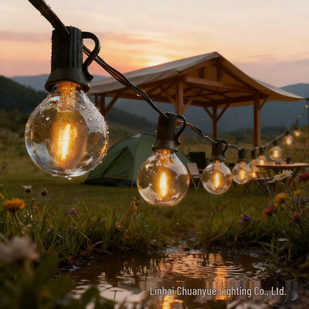 Waterproof Outdoor Solar LED G40 Bulb String Lights for Courtyard & Camping G40 bulb 3m 10 lights (plug-in)