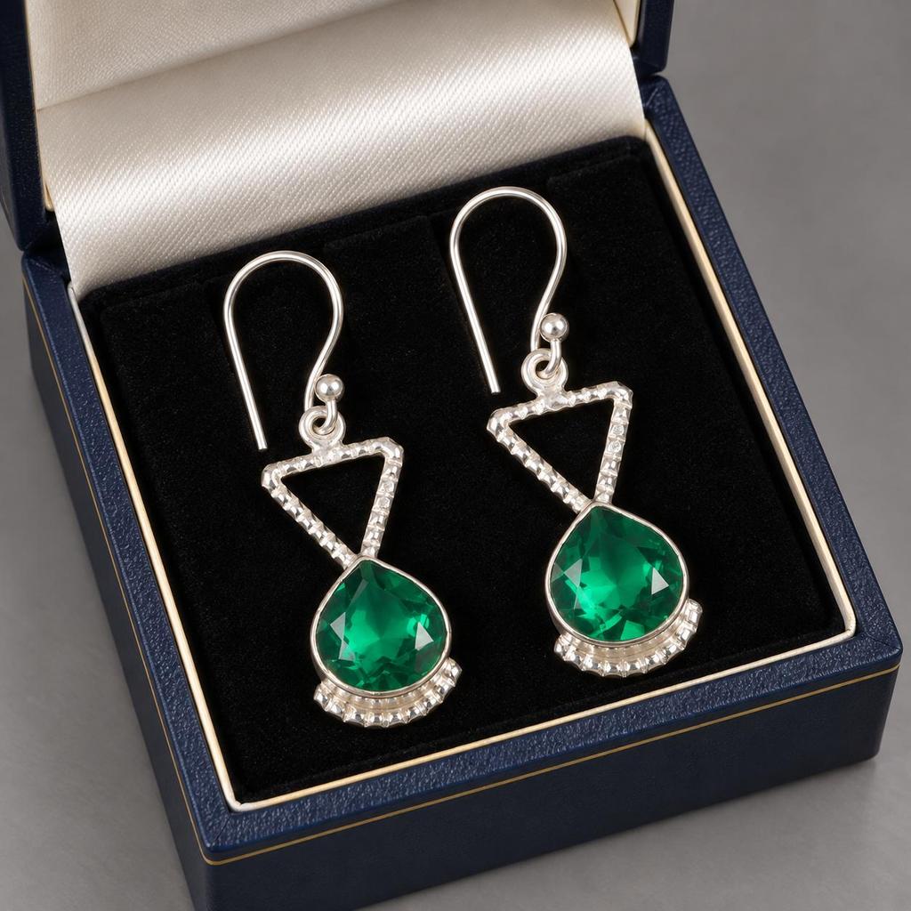 Chrome Diopside Gemstone 925 Sterling Silver Drop/Dangle Earrings 1.62" Gift For Anniversary EE-93-3