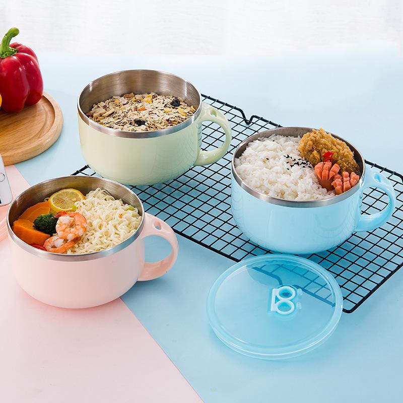 ZISIZ Stainless Steel Double-Layer Noodle Bowl Set