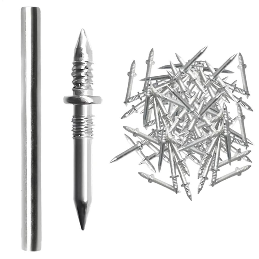 Double Headed Skirting Nails 100 Pieces Skirting Thread Screws Set Seamless Baseboard Installation Nails with Sleeve Tools