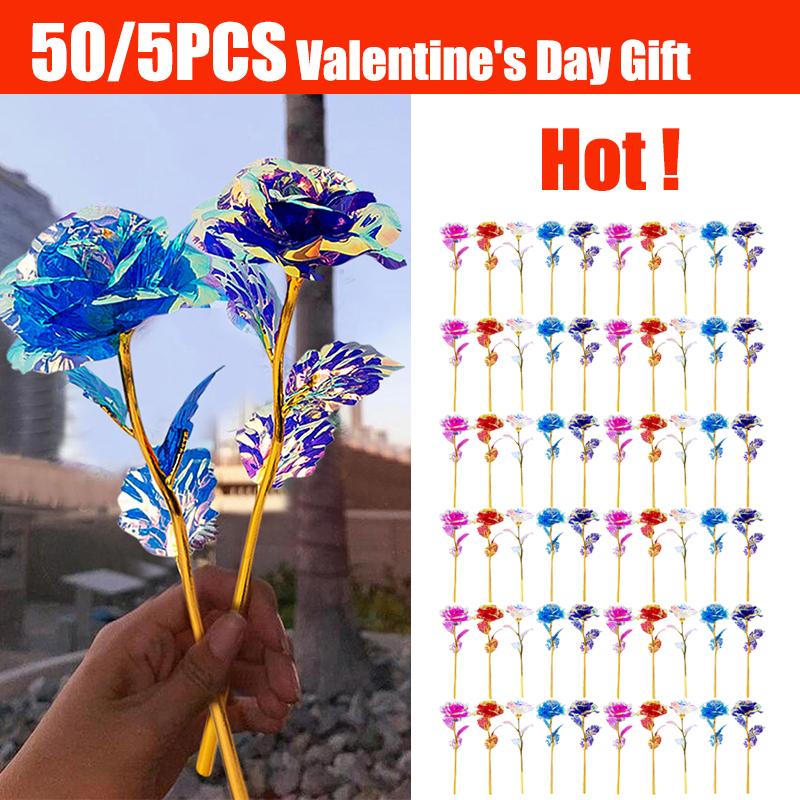 50/5 Szt. DIY Symulacja Sztuczna Róża Kwiat Walentynkowy Prezent Pozłacana Folią Róża Trwa Wiecznie Miłość Dekoracja Ślubna Róże 2025