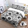 Black and White Floral Pattern Print Bedding Set 1 Duvet Cover 2 Pillowcases for Adult and Children Luxury Gift Full Size