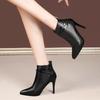 Foreign trade large size short boots women's spring 2025 new pointed stiletto rear zipper high heel fashion short boots