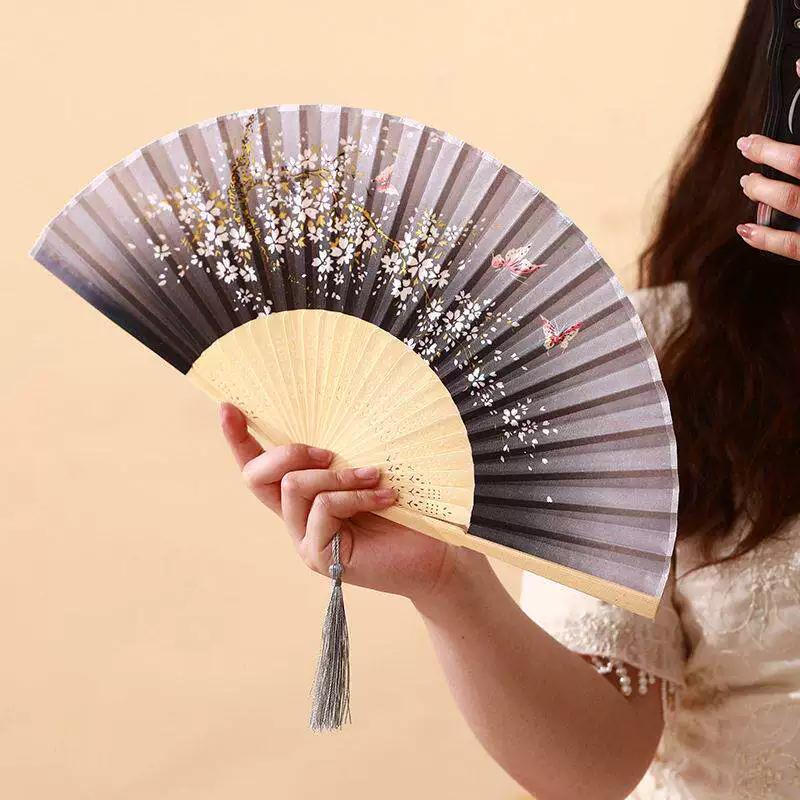 Fan for Men with a Domineering Style, Traditional Chinese Style Folding Fan with Jade-Like Black Bamboo Wood, Portable for Summer, Suitable for Dance