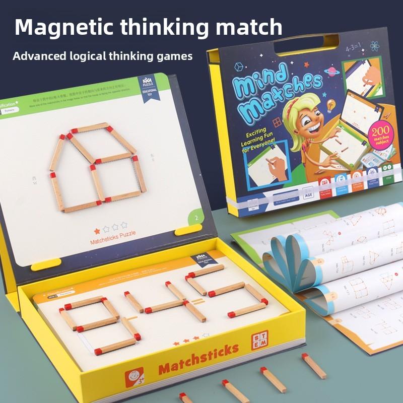 Wooden Magnetic Matchstick Thinking Game Geometric Logic Training Children Toy
