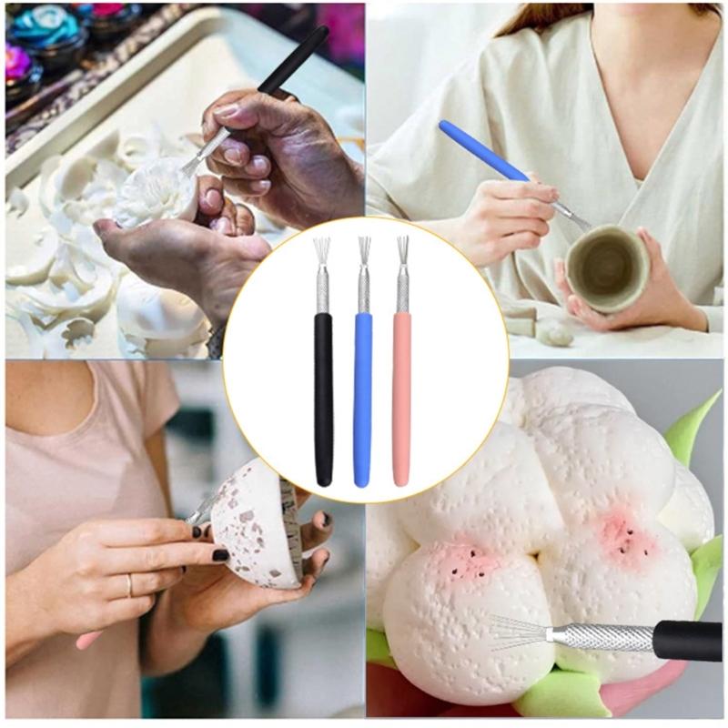 Professional Clay Sculpting Modeling Needle Tool Set of 3 Suitable for Creating Unique Textures & Detail In Art Projects