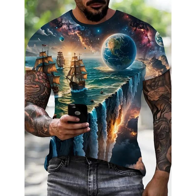 Men S Sailing Boat Print T-Shirt 3D Casual Sports Tee Comfortable and relaxing Tops Kids Tshirt Men s Shirts Women Y2k t-shirts XXS