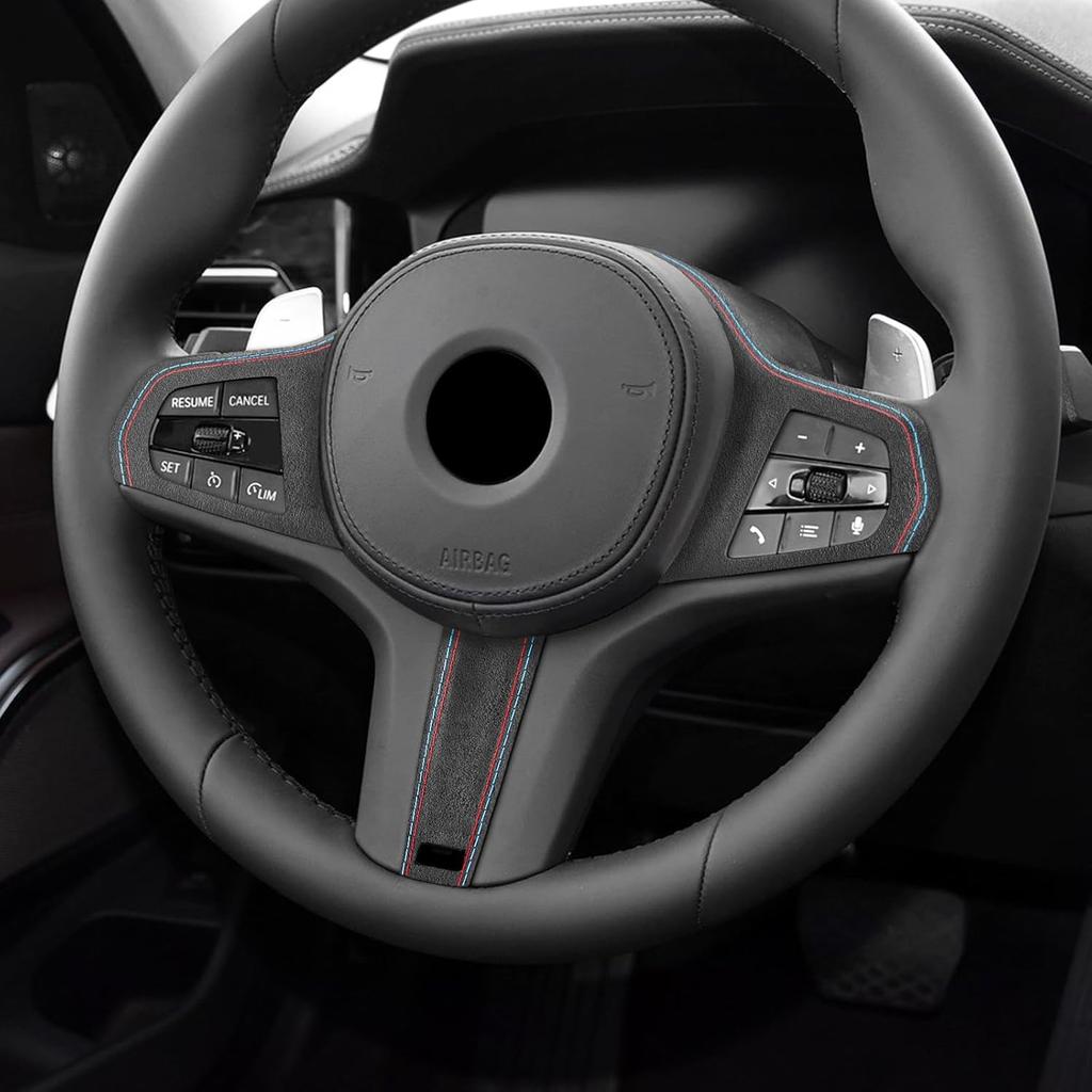 Betterhumz Car Steering Wheel Button Frame Trim Sticker for BMW G30 G20 F40 G21 G28 G11 G12 Z4 G32 G29 G Chassis Compatible with Alcantara Car