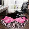 1 Stück Rosa Leopardenmuster Schleife Rutschfester Runder Teppich für Boden, Büro, Familie, Schlafzimmer, Großer Teppich Innenbereich, Langlebiges Polyester H0365