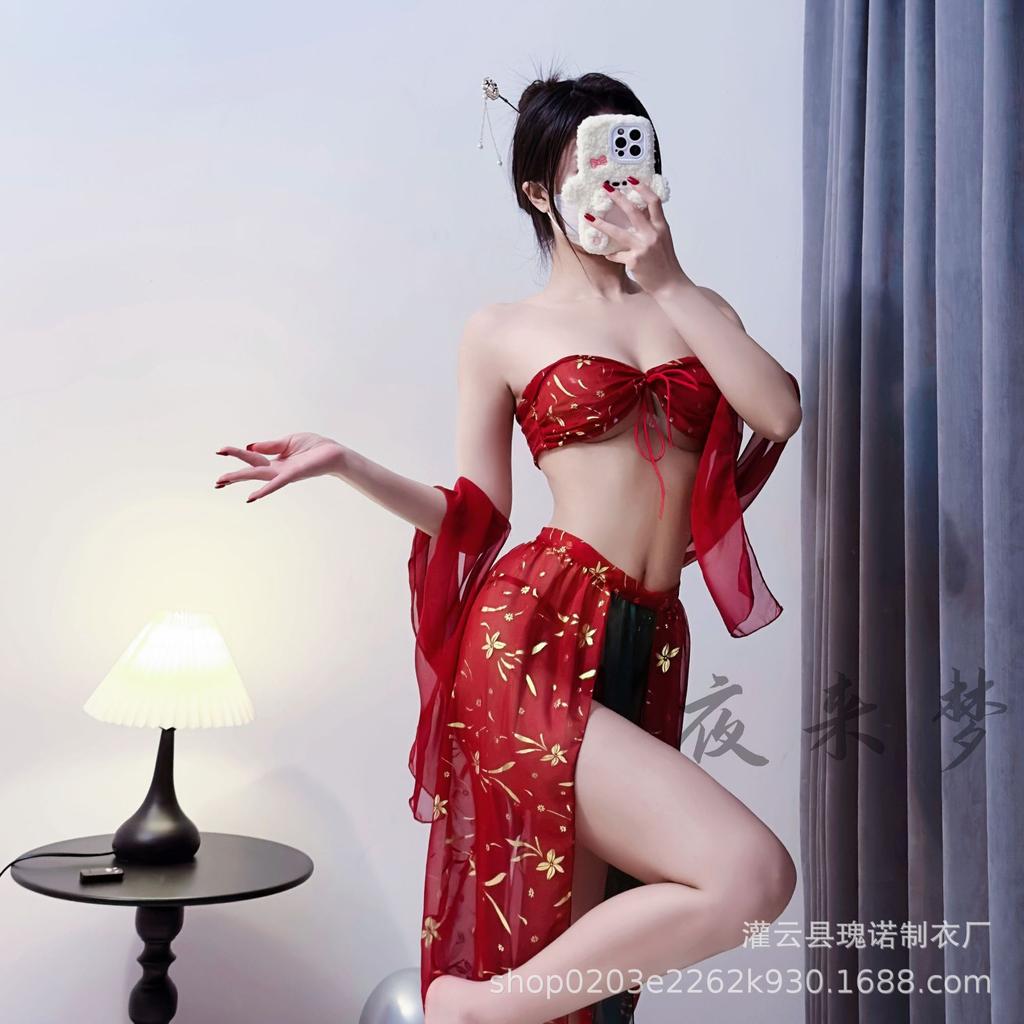 Large size boutique new sexy underwear sexy Dunhuang flying dance girl exotic antique Hanfu tube top perspective