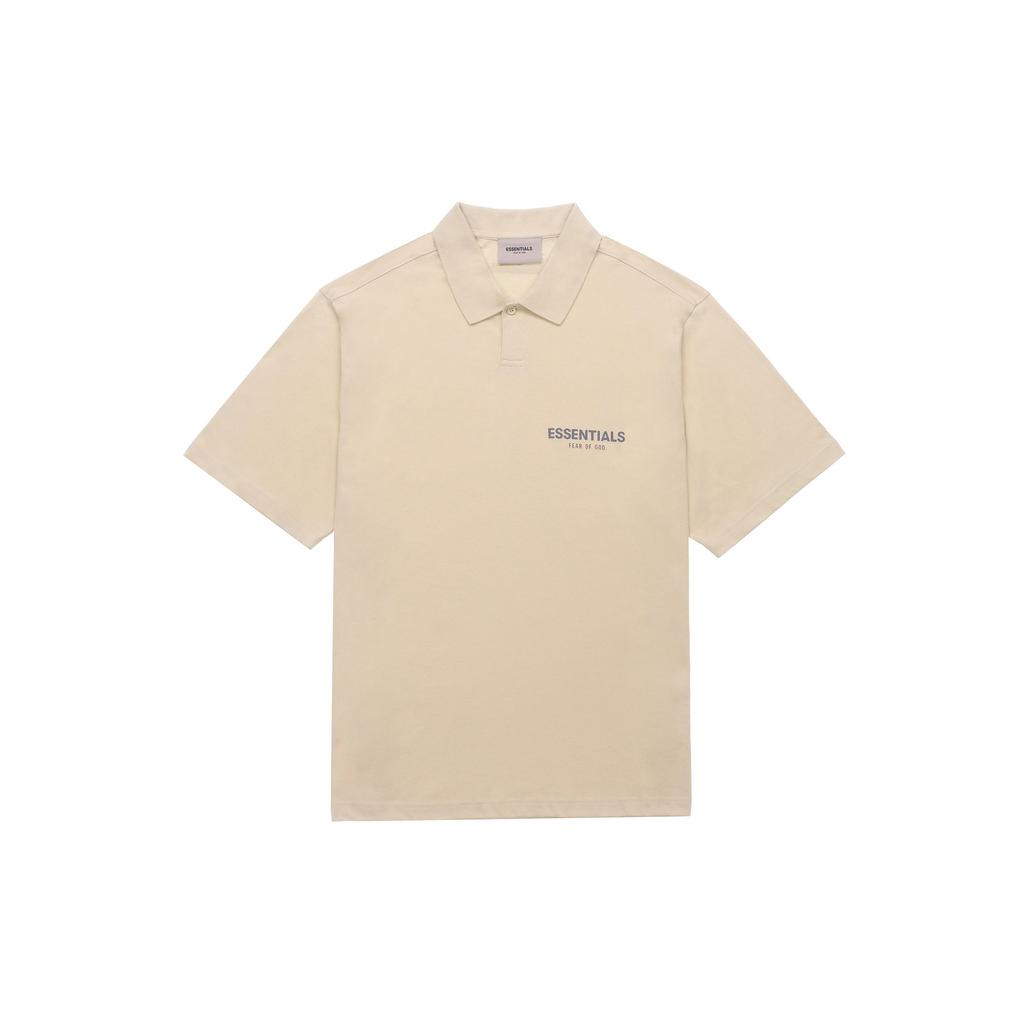 Fear of God Essentials Podzim Zima 21 SSENSE Exkluzivní Žerzejová Polokošile s Logem Unisex Topy Béžová Lněná FOG-FW21-112