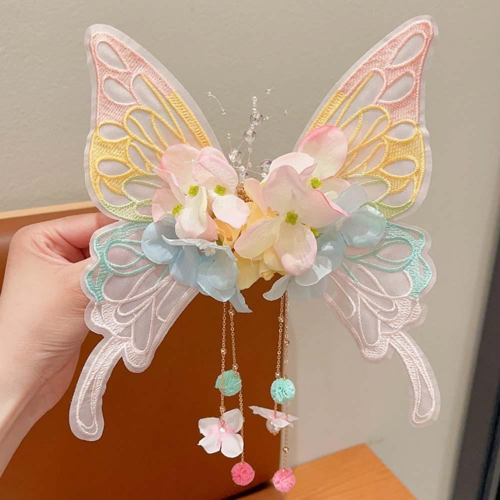 Mesh Big Butterfly Wing Hairpins Kawaii Elf Ear Headband Fashion Children's Headdress  Daily