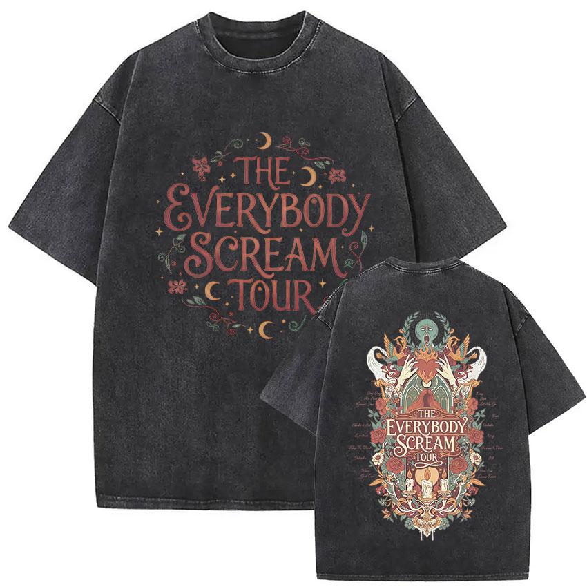 Florence and The Machine Tour  Vintage Washed T Shirt Men Women Harajuku Aesthetic Oversized Cotton Tshirts Yk Streetwear