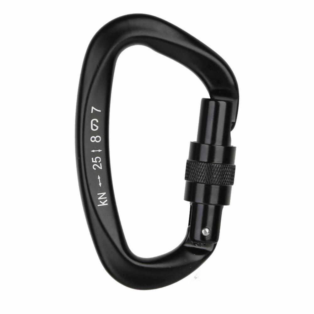 

D-shape 25KN Climbing Carabiner Wear-resistant Hammock Locking Clip Key Hook Outdoor чёрный