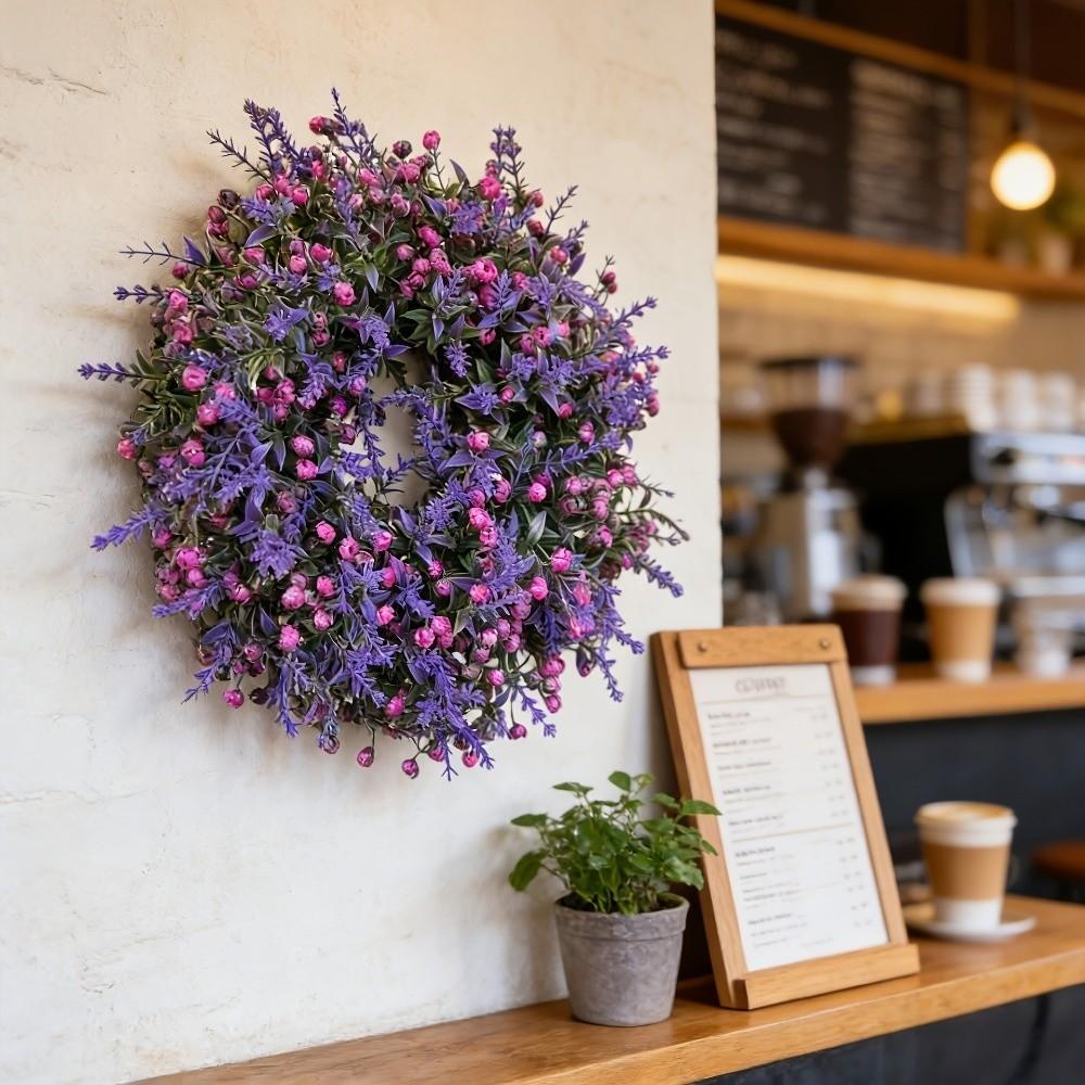 Simulated Plant Lavender Floral Wreath Plastic Front Gate Wreath  Home Decoration