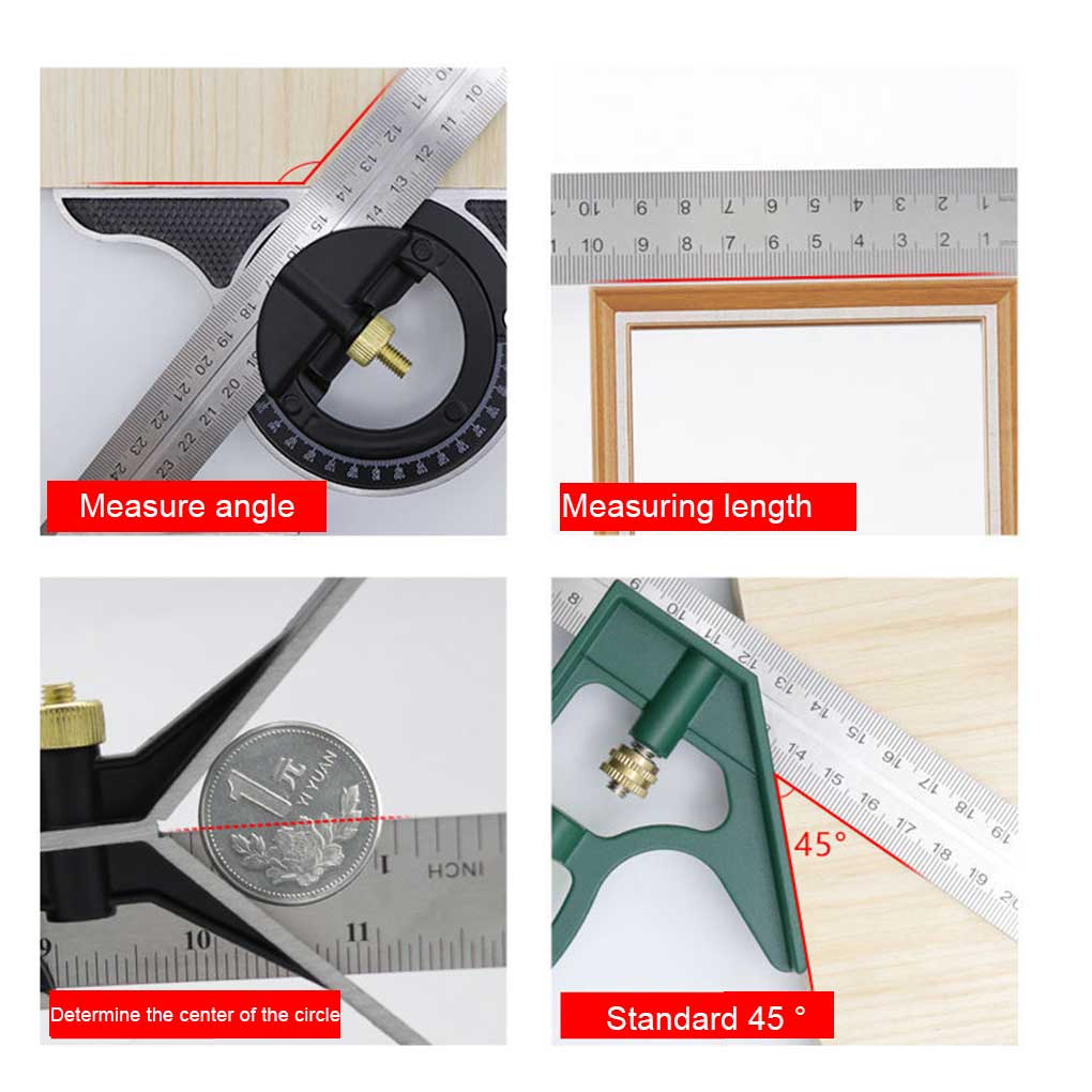 Combination Angle Ruler Accurate Woodworking Accessory Hand Tools Adjustable Measuring Protractor Measure Tool