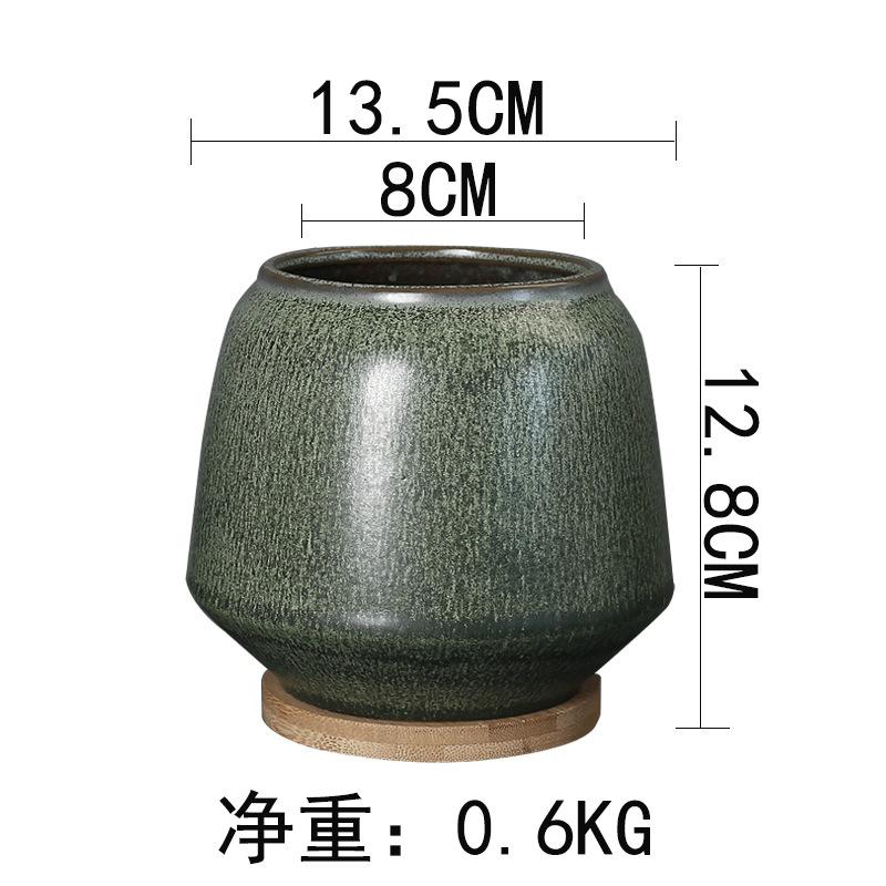 Ceramic Flower Pot Retro Creative Flower Pot Green Plant Flower Device Desktop Flower Pot Succulent Simple Ins Matte Pot Table Decoration