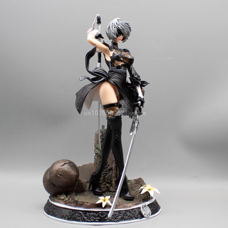 Nier Automata Figures Yorha No.2 Figure 33cm Pvc 2b Statue 2 Heads Action Figurine Collection Cars Ornament  Girls Gk Gifts