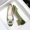 Fashion Flats Women Shoes Spring Autumn Rhinestone Square Buckle Square Toe Elegant Flat Shoes Wedding Shoes Loafers Plue Size 41 42 43