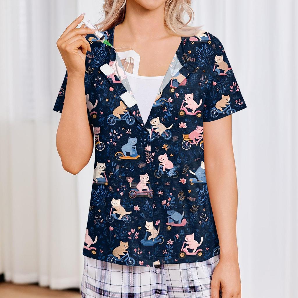 Women Post Surgery Shirt Short Sleeve Four Pocket Top Lightweight Breathable Comfortable Medical Recovery Clothing