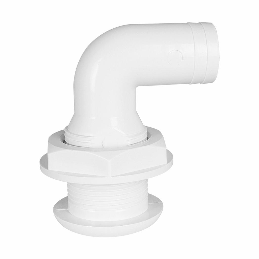 Universal ABS Water Bilge Sewage Outlet 90 Degree Drainage Deck Hose Connector for Marine Boat RV Plumbing System