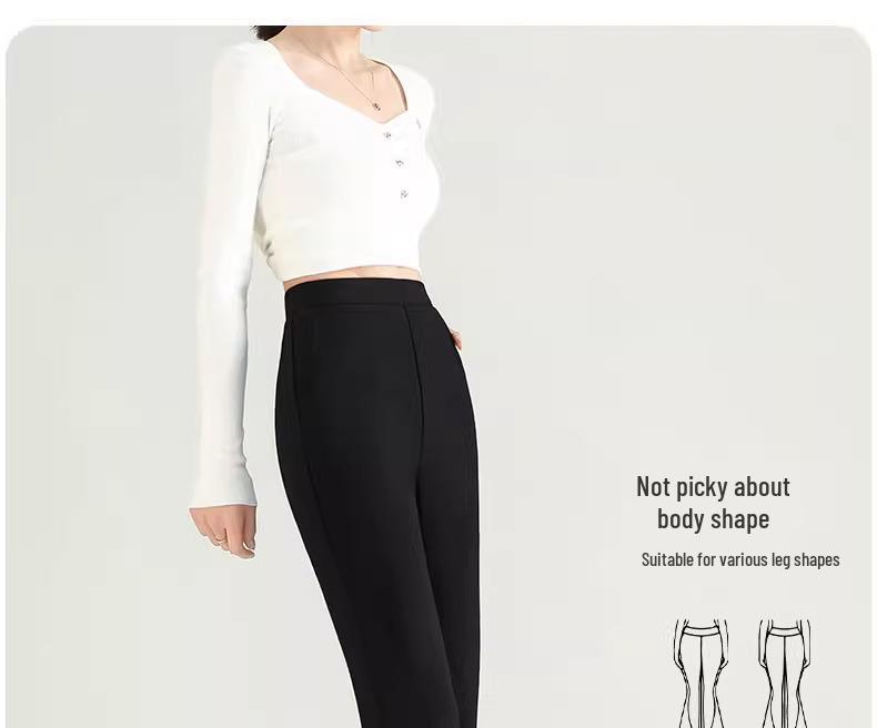 Petite Women's Black Micro-Flared High-Waisted Slimming Pants - New Spring 2025 Style