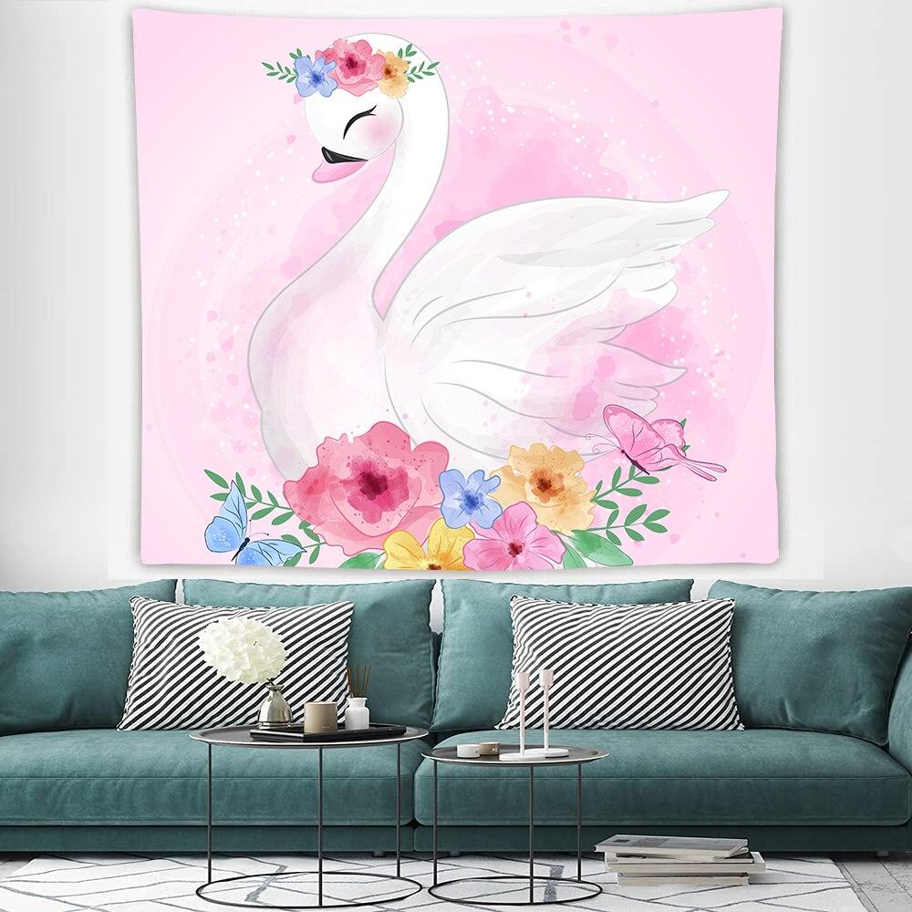 Cartoon Animal Tapestry For Children Boy Girl Bedroom Decoration Birthday Gift Cute Swan Bear Wall Hanging Kawaii Wall Tapestry