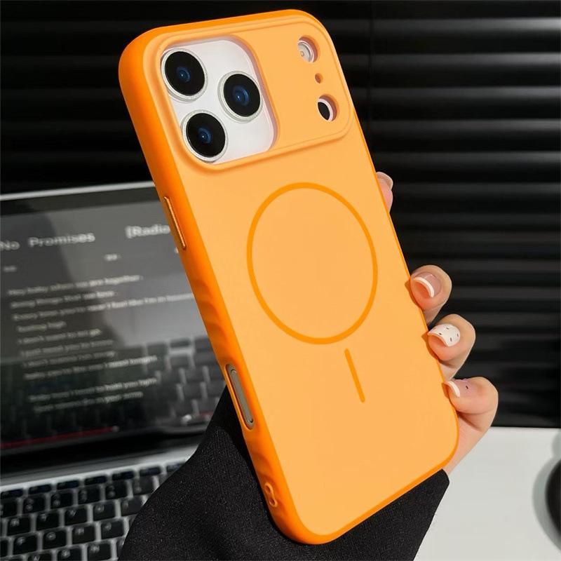 

Thin Ring Magnetic Two-Tone Case for iPhone 17 Pro with Skin-Feel, Compatible with iPhone 16 and 15 iPhone 17 Pro помаранчевий