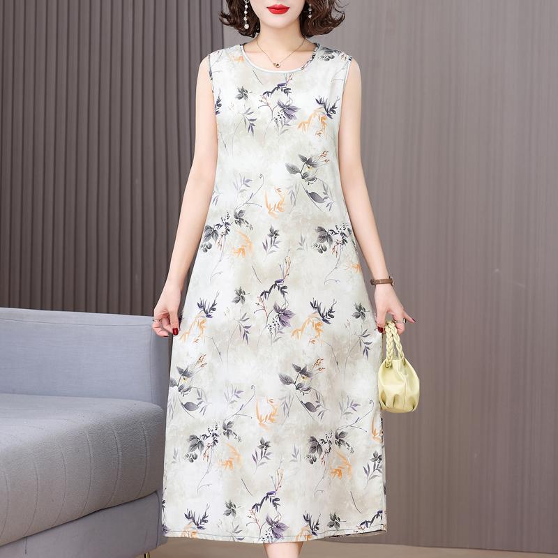 Elegant Sleeveless Dresses for Women Clothes Loose Plus Size Vintage Summer Long Dress