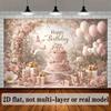 2D Elegant Pink Gold Happy Birthday Backdrop Banner Party Decoration for Girls