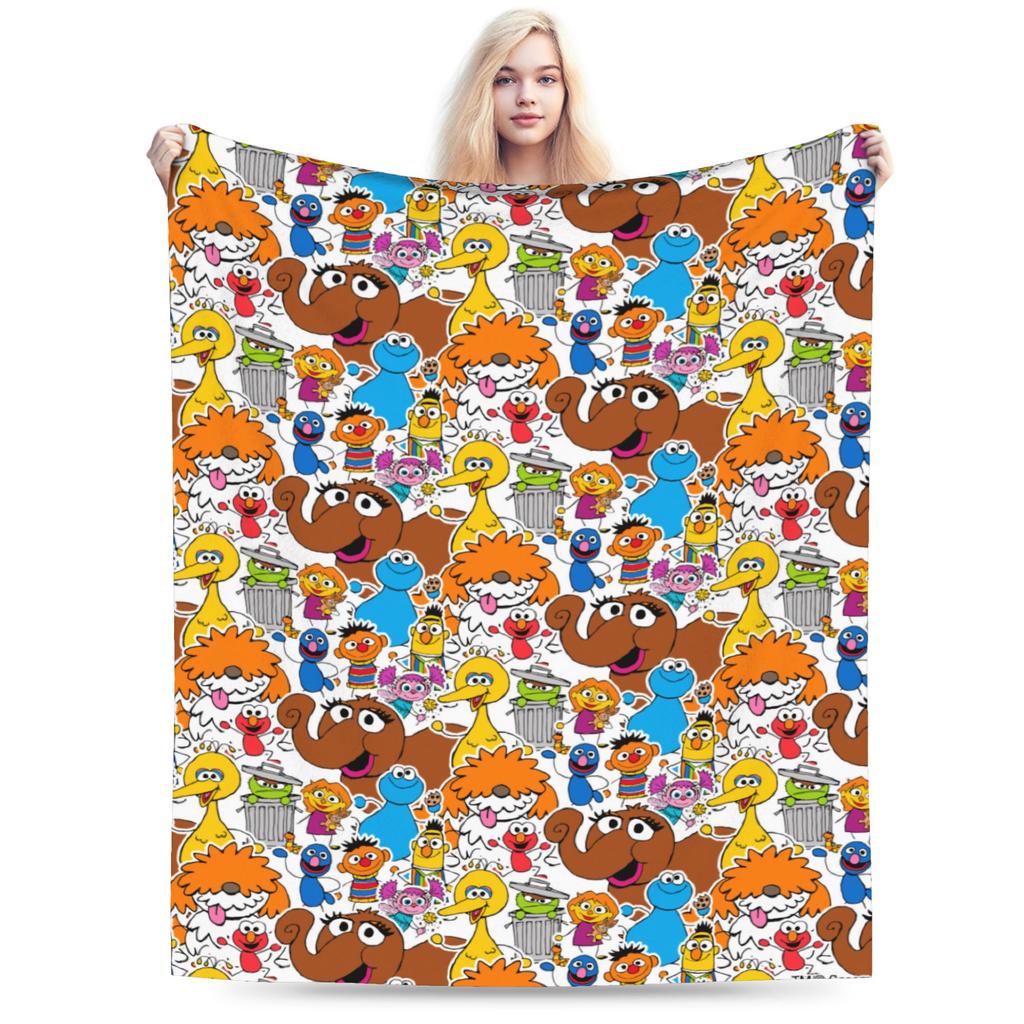 Cookie Monsters Cartoon  Blanket Fleece Decoration Sesame Street SesameStreet Soft Throw Blanket for Sofa Car Plush Thin Quilt