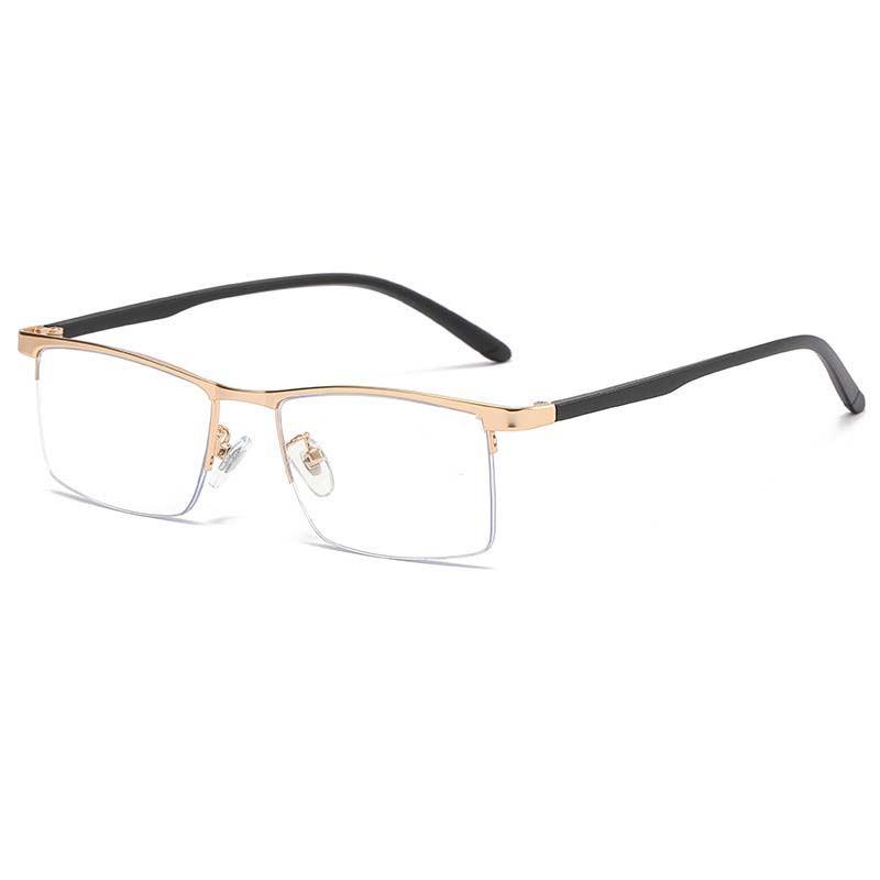 

Новые металлические полуободковые очки для чтения высокой четкости с защитой от синего света и пресбиопией для деловых мужчин 2303 0 золотой