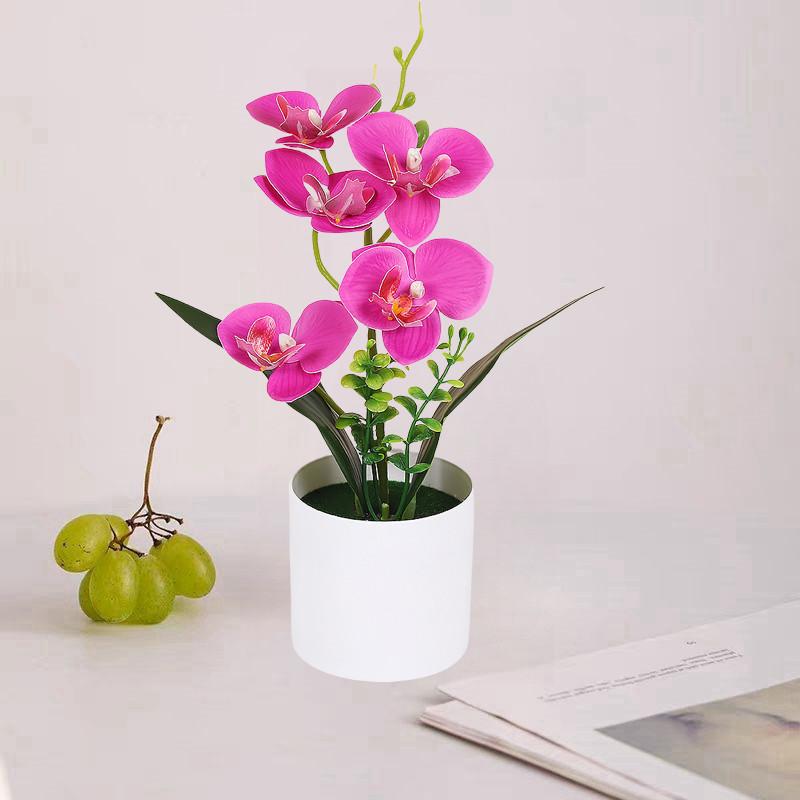 5 Heads Artificial Butterfly Orchid Potted Bonsai Home Garden Balcony Desktop Bedroom Living Room Decoration Fake Plants Bonsai