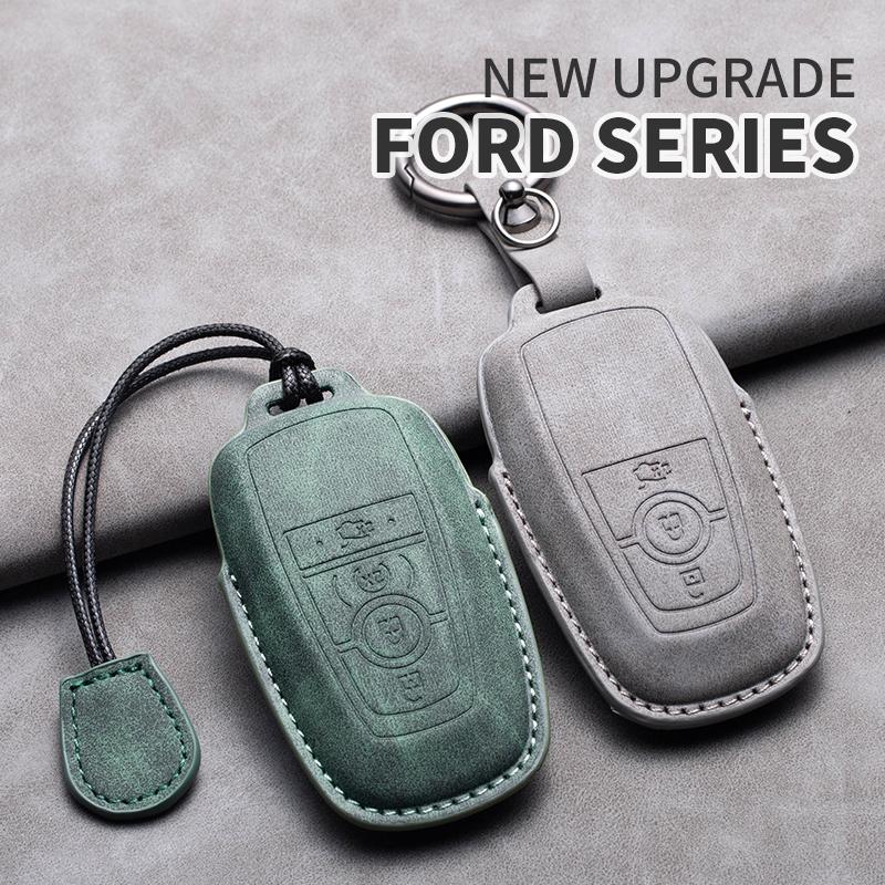Styling Mouldings Sheepskin Car Key Cover Case for Ford Maverick Focus Edge Explorer Everest Fusion Mondeo Mustang Raptor Bronco