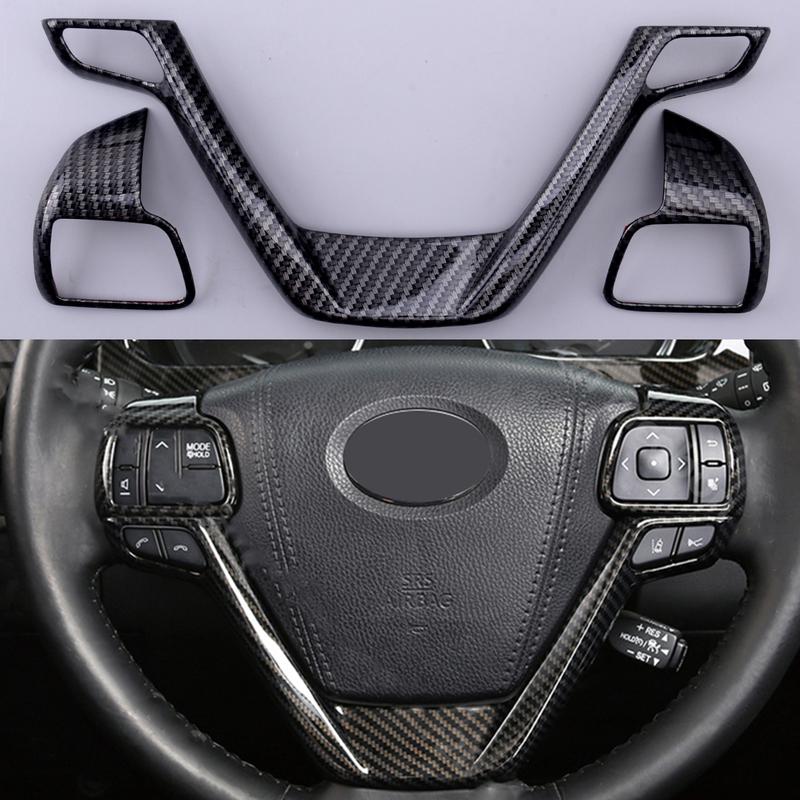 1Set Carbon Fiber Style Steering Wheel Frame Trim Fit For Toyota Highlander Kluger 2014 2015 2016 2017 2018