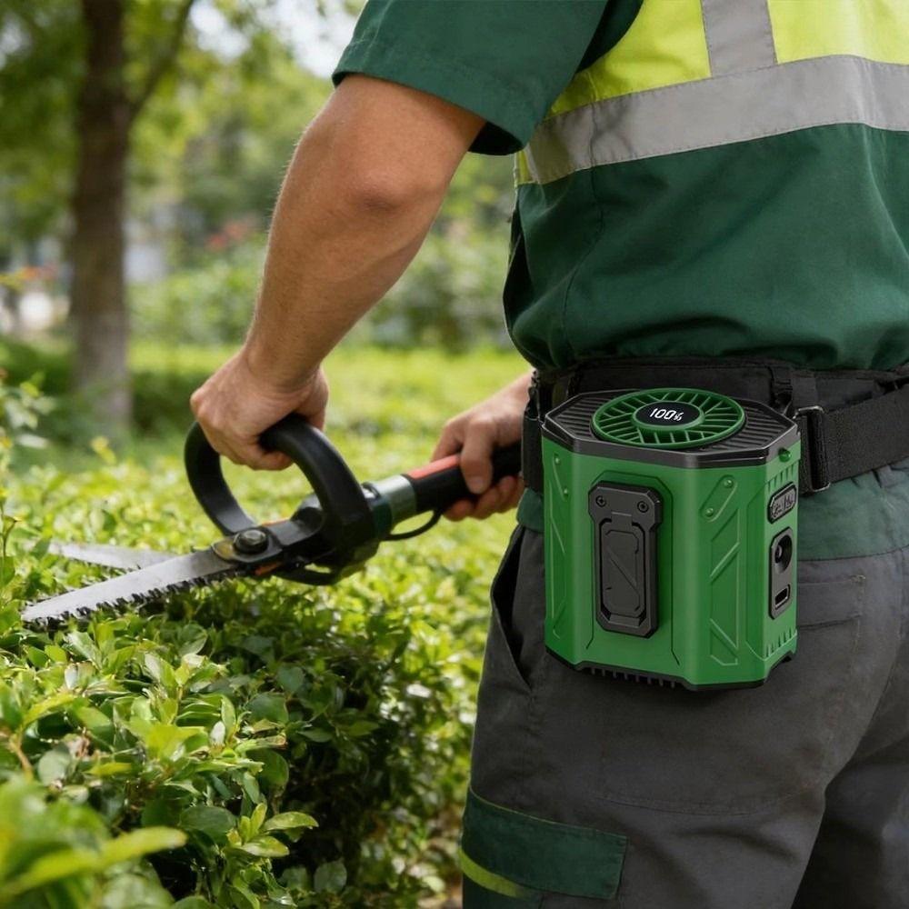 Wiederaufladbarer tragbarer Gürtellüfter 100 Stufen Nackenventilator Tragbarer Hüftclip-Ventilator für drinnen und zu Hause
