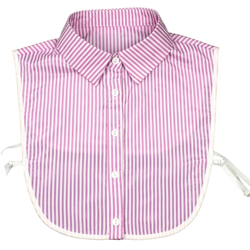 Colletto Falso Moda Con Strisce Bianche Collare Rimovibile Mezza Camicia Blusa Accessorio Professionale per Ufficio