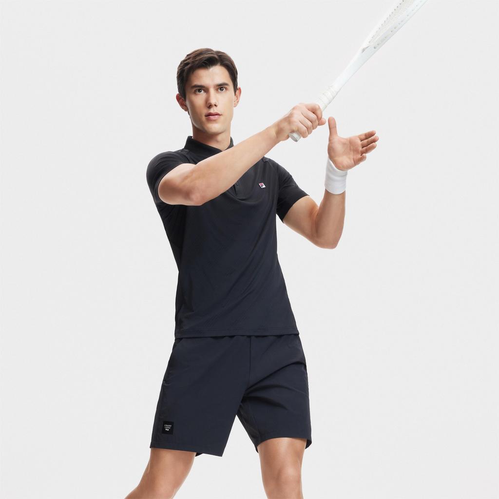 New FILA Tennis Polo Shirts Men's Dark Current Black A11M423108FBK