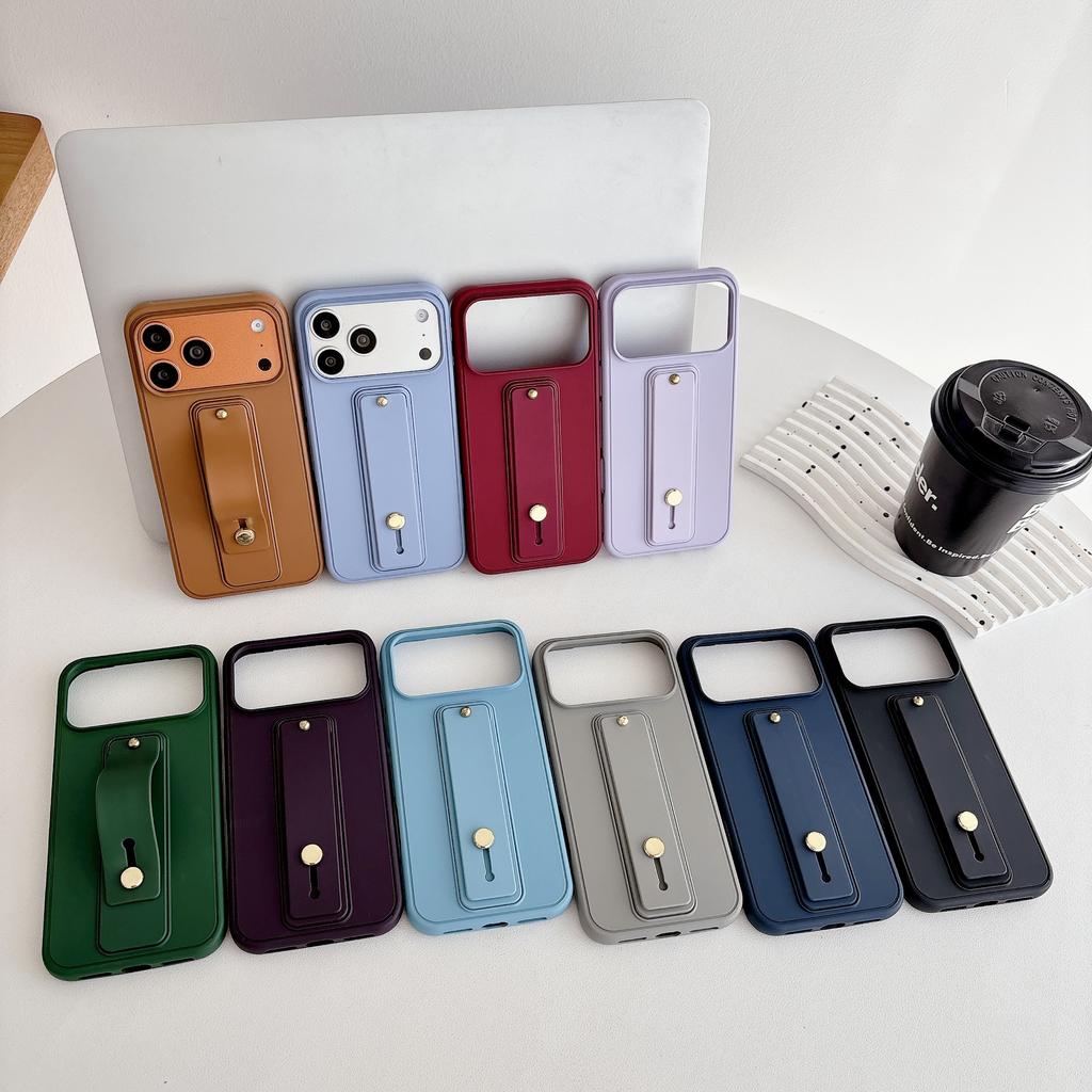Luxury Business Phone Case for iPhone 17 Pro Max 16 Plus 15 14 13 12 Shockproof Slim Fit Wrist Strap with Stand Cover