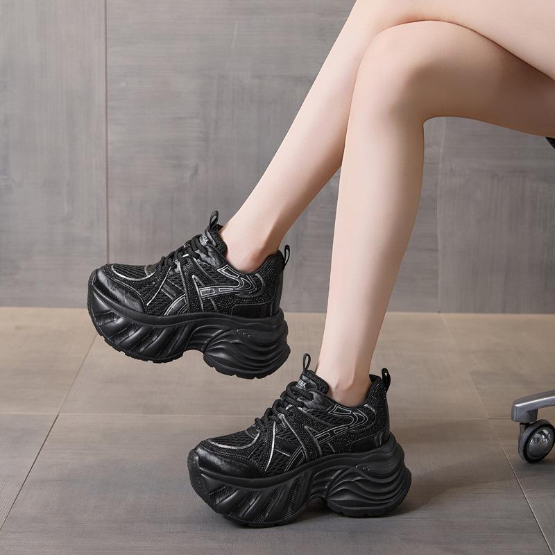 Inner Heightening Dad Shoes Women's Shoes New Explosive Autumn Breathable Mesh Thick-soled Muffin Sports and Leisure Little White Shoes